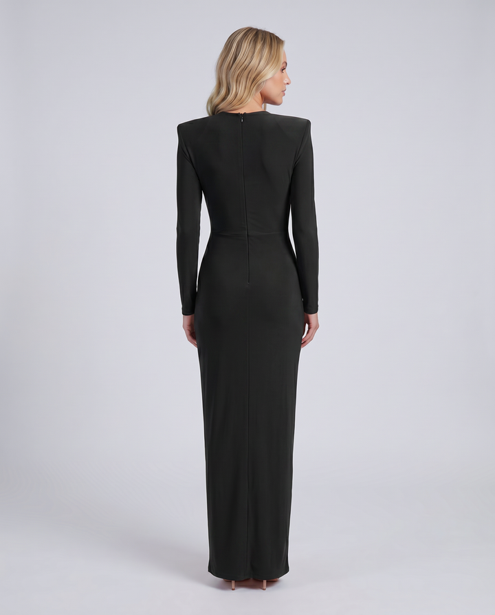 Megan | Maxi Dress with Deep V Neck and Ring Detail