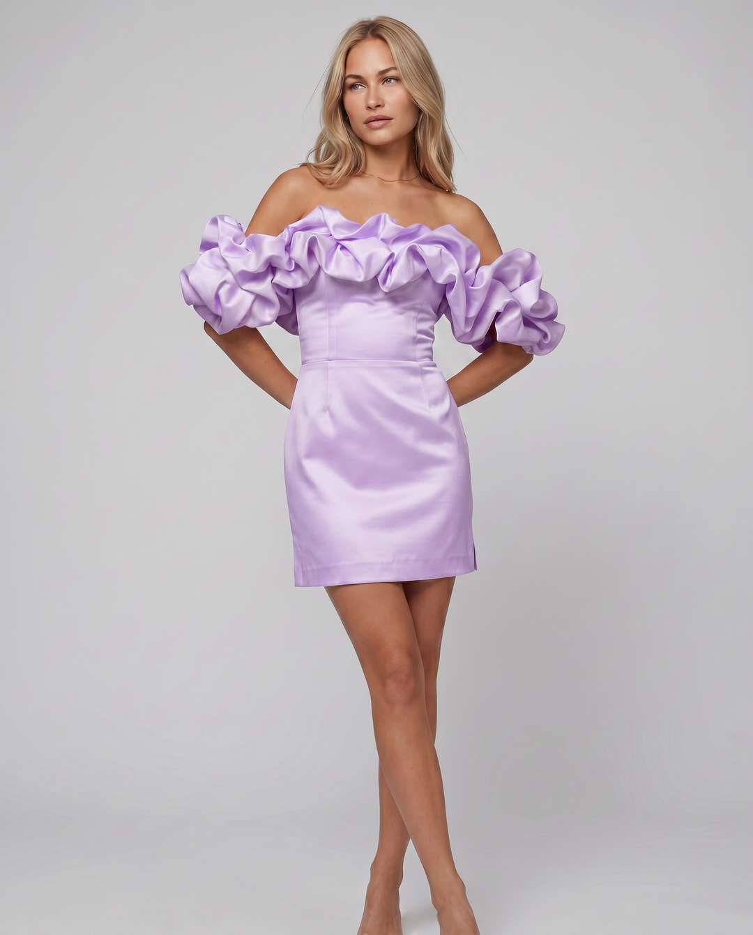 Brianna | Mini Dress with Off-Shoulder Ruffle Sleeves