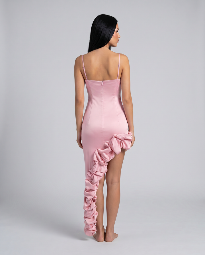 Brynlee | Midi Dress with Asymmetric Ruffle Hem