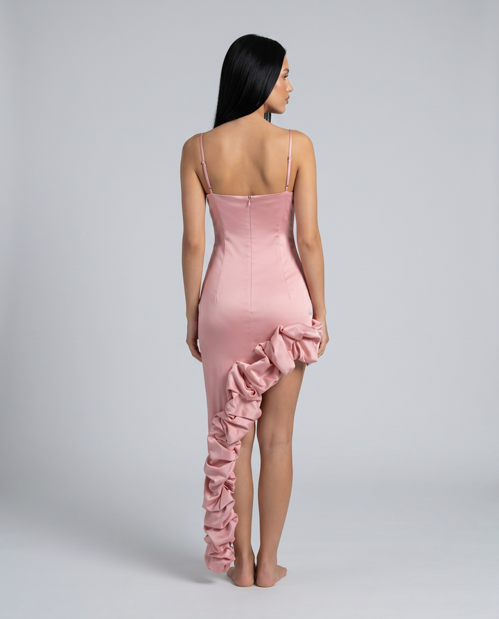 Brynlee | Midi Dress with Asymmetric Ruffle Hem