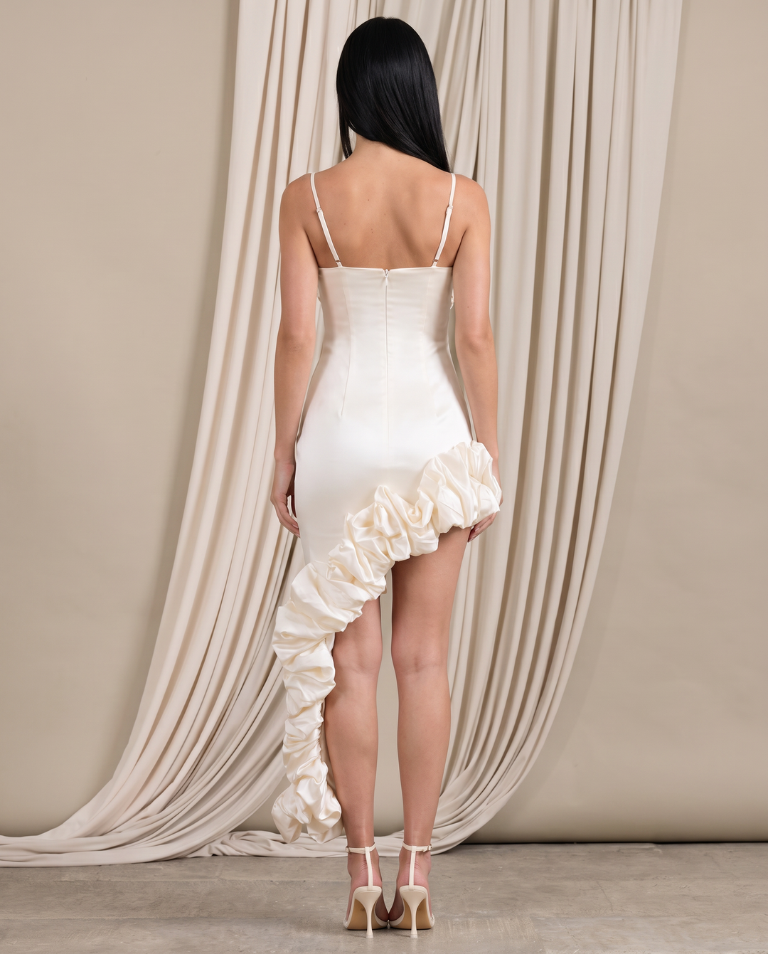 Brynlee | Midi Dress with Asymmetric Ruffle Hem