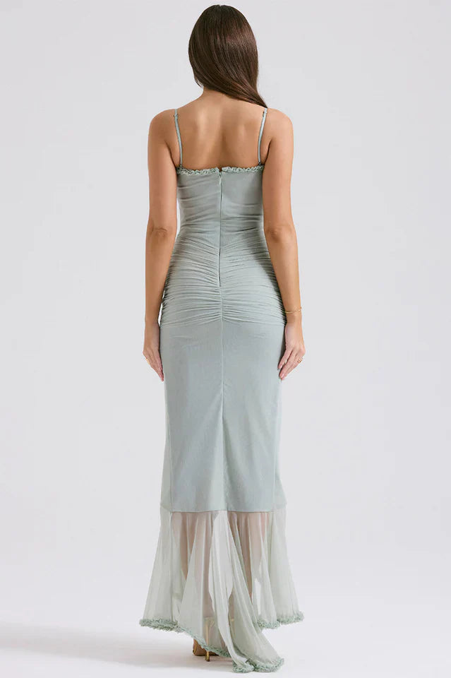 Ellen | Maxi Dress with Ruffle Detail and Front Cut-Out