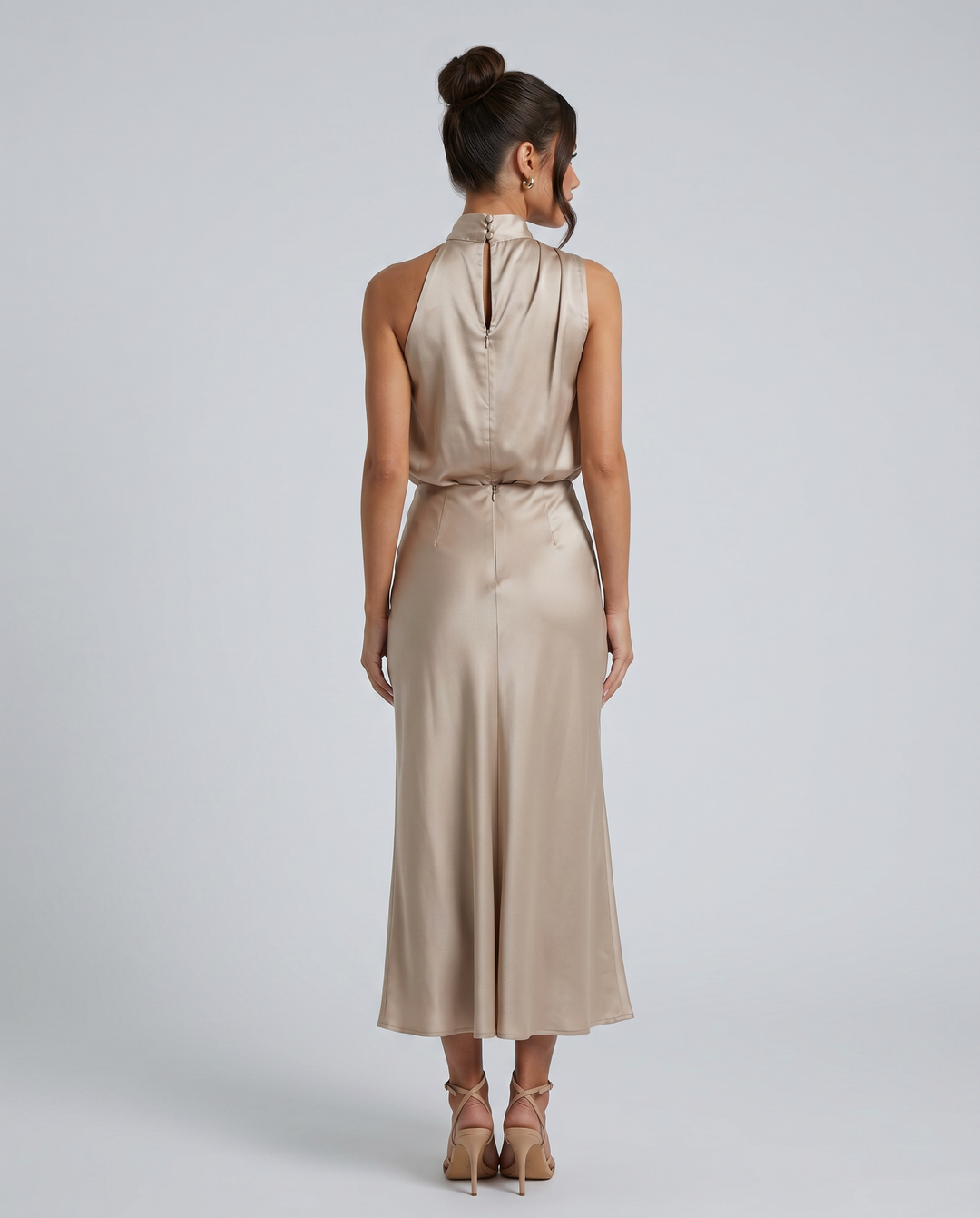 Francesca | Midi Dress with Draped Halter Neckline