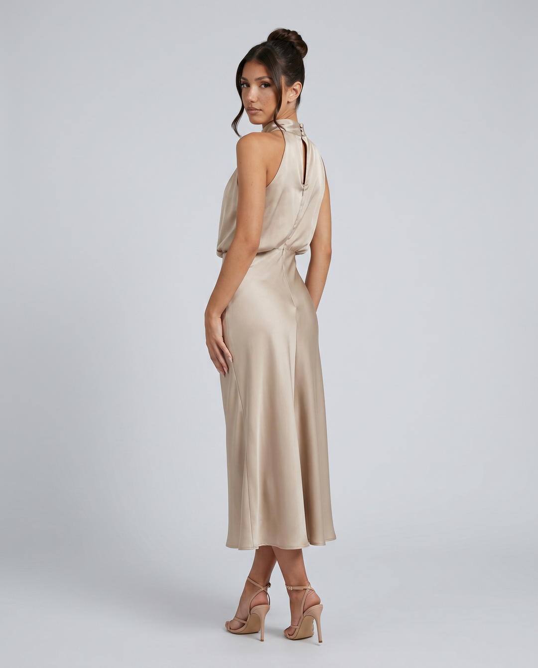Francesca | Midi Dress with Draped Halter Neckline