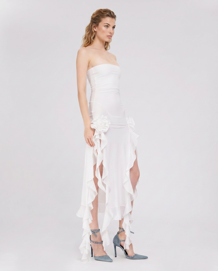 Jane | Midi Dress with Ruffle Tulle Panels