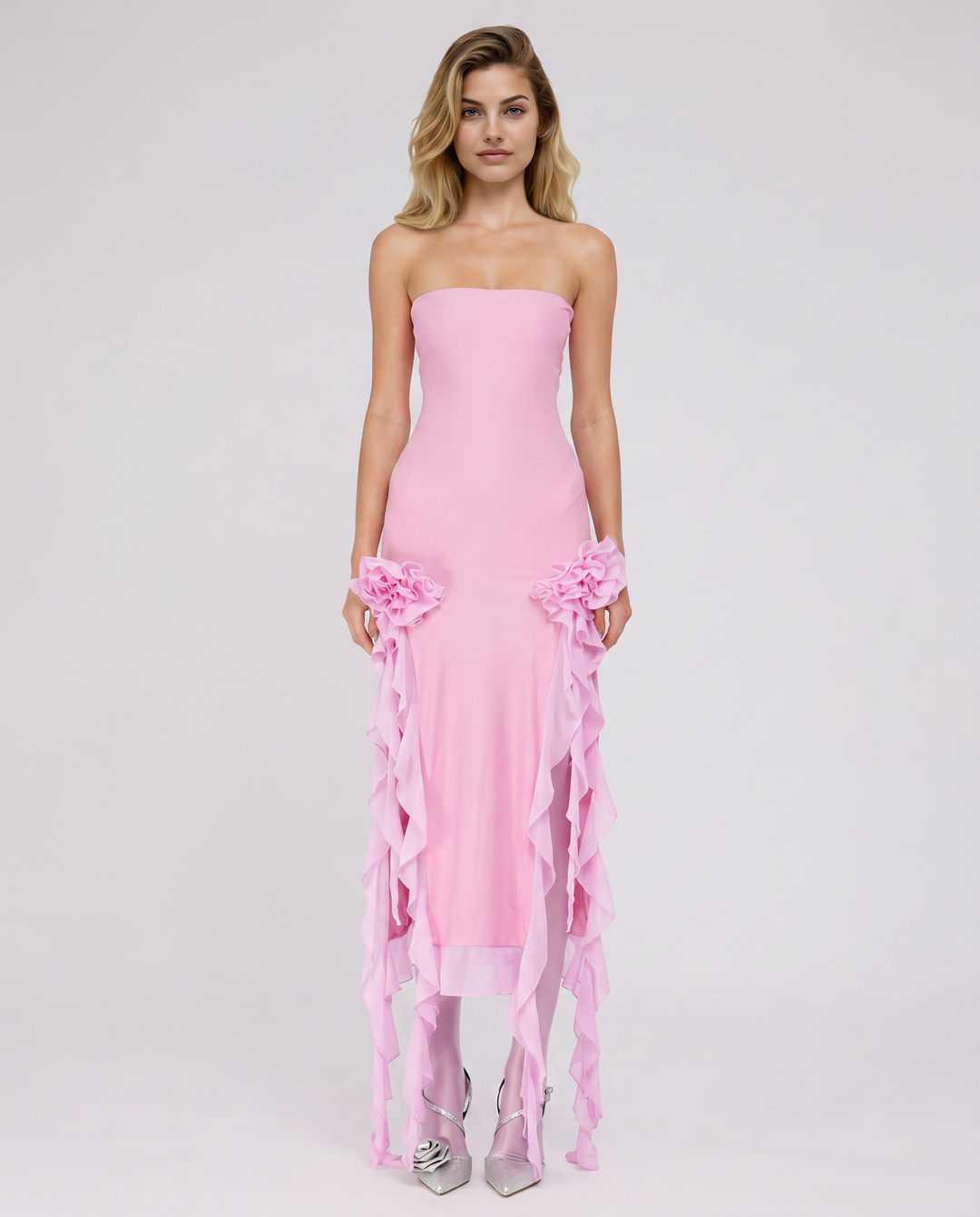 Jane | Midi Dress with Ruffle Tulle Panels