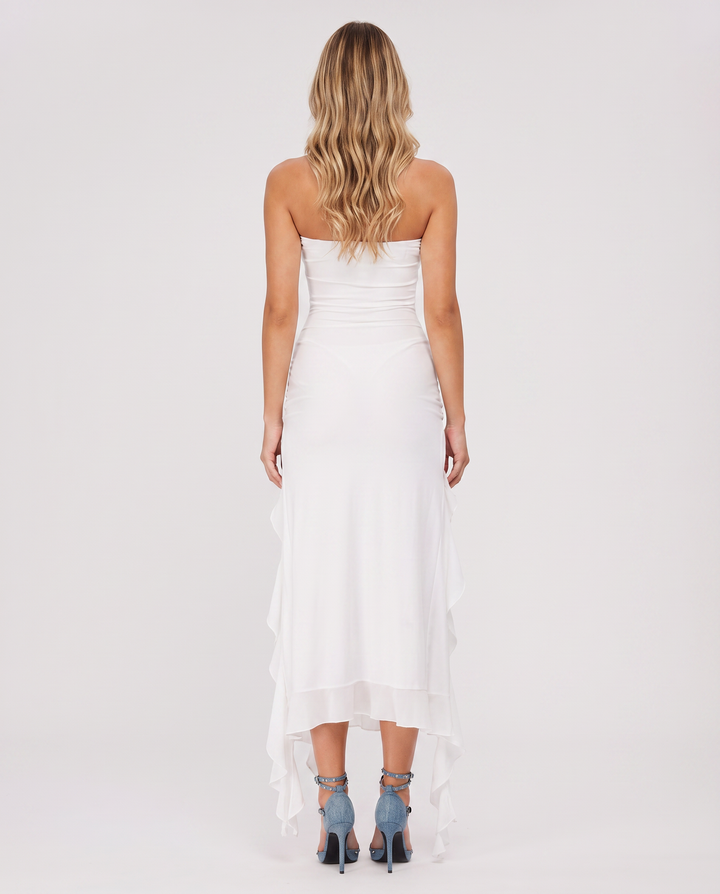 Jane | Midi Dress with Ruffle Tulle Panels