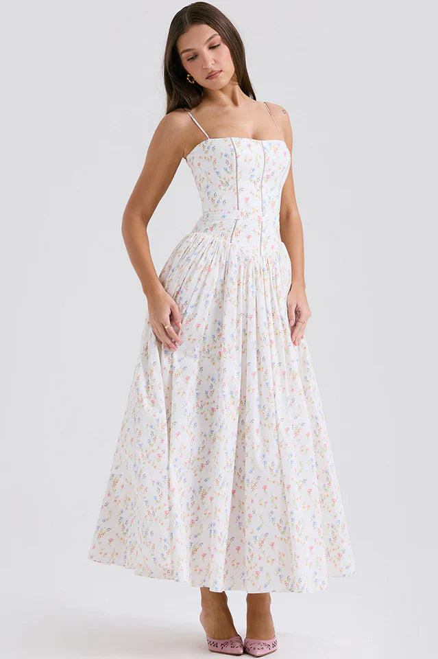 Ursula | Midi Dress with Corset Bodice
