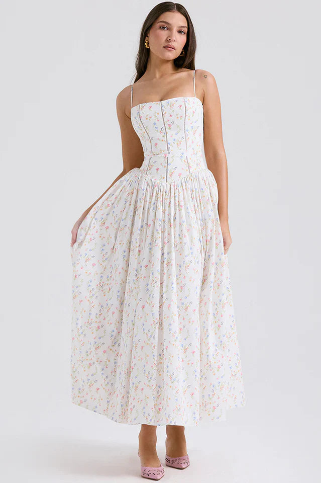 Ursula | Midi Dress with Corset Bodice
