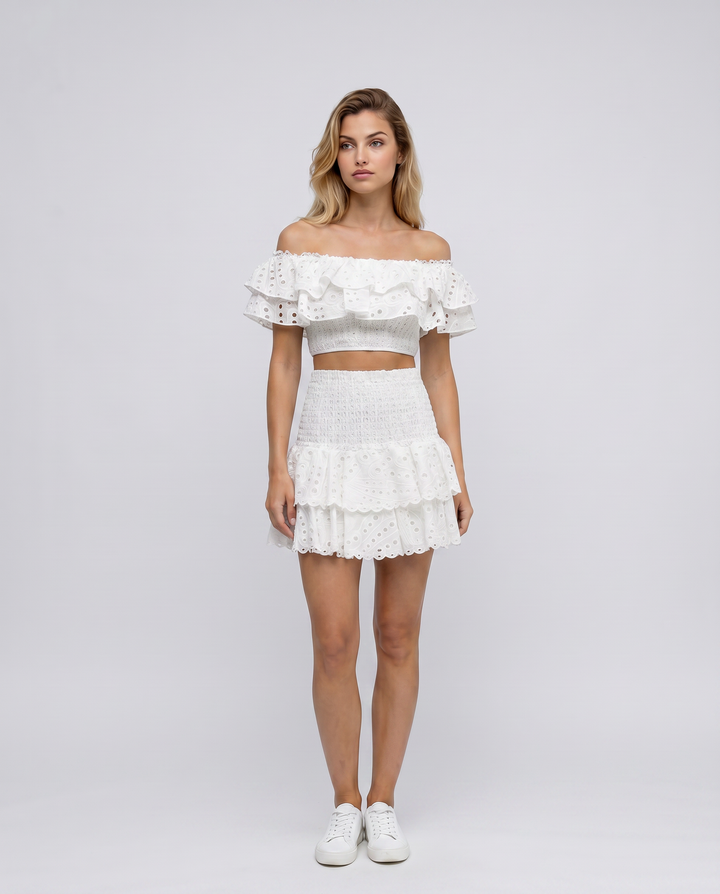 Annie | Two-Piece Ruffle Set with Mini Skirt