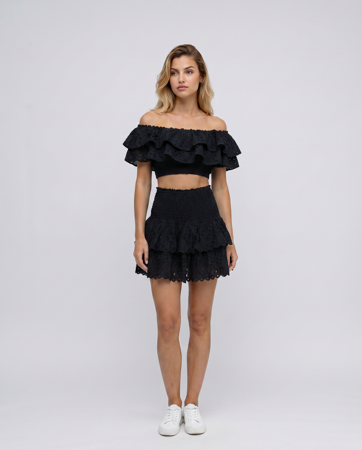 Annie | Two-Piece Ruffle Set with Mini Skirt