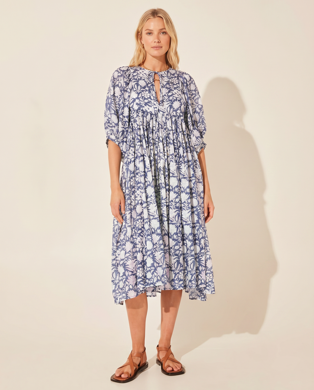 Mona | Midi Boho Dress with Floral Print