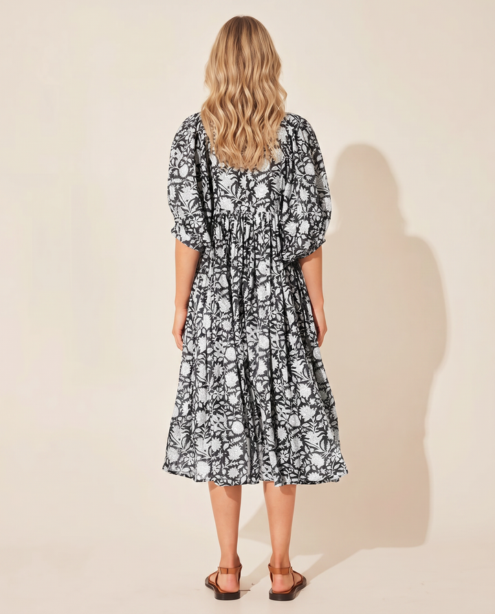 Mona | Midi Boho Dress with Floral Print