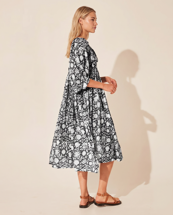 Mona | Midi Boho Dress with Floral Print