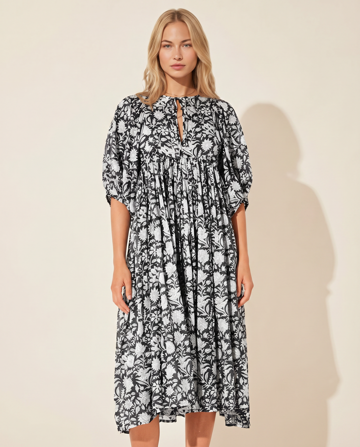 Mona | Midi Boho Dress with Floral Print