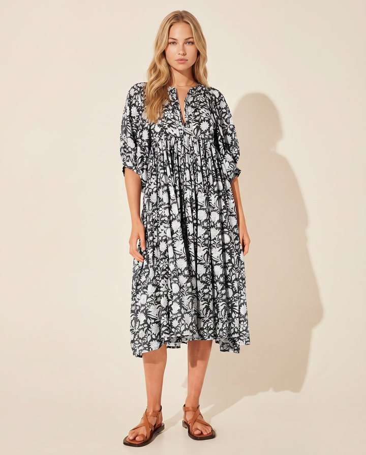 Mona | Midi Boho Dress with Floral Print