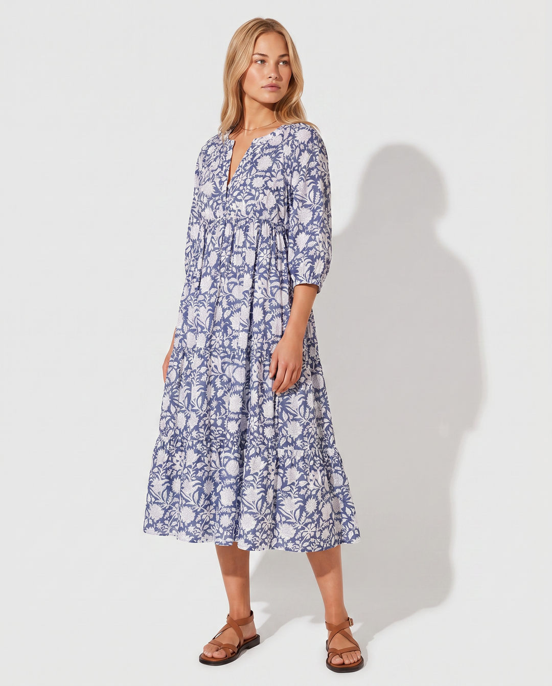 Mona | Midi Boho Dress with Floral Print
