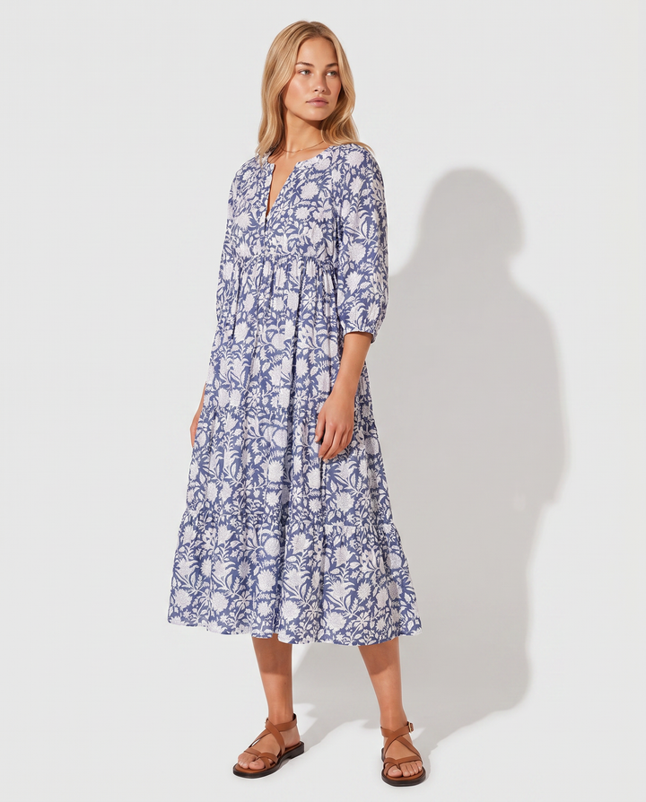 Mona | Midi Boho Dress with Floral Print