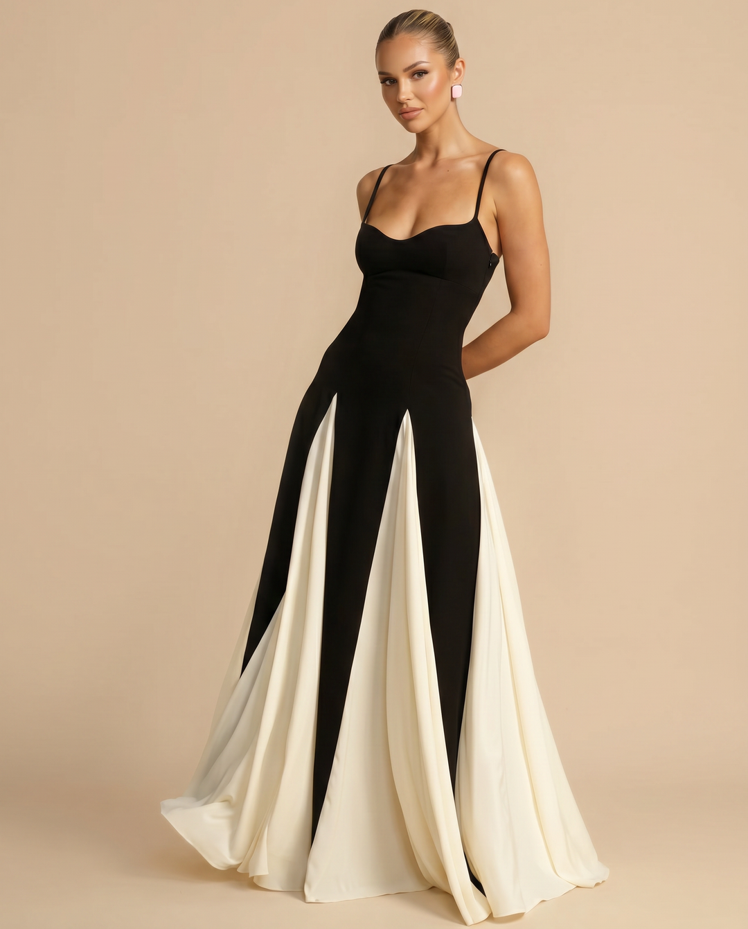 Lupe | Maxi Dress with Contrast Panel Skirt