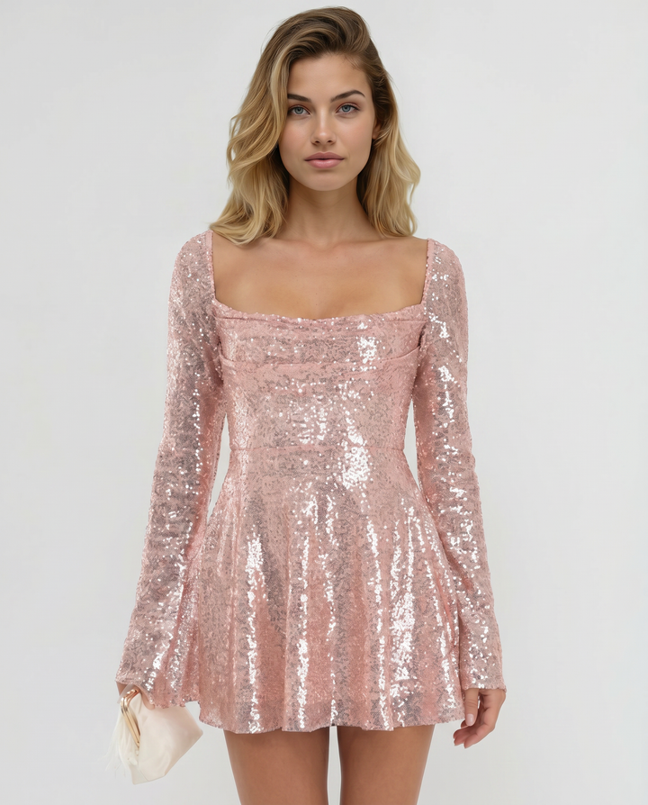Vivian | Mini Sequin Dress with Lace-Up Back