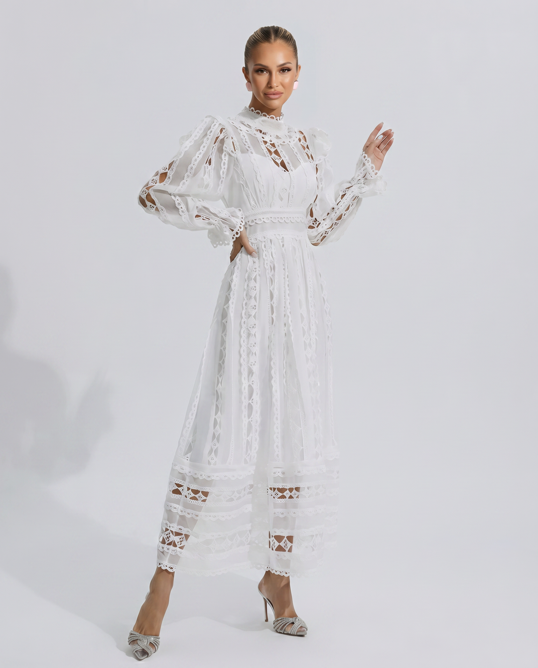 Juliet | Midi Lace Dress with Long Sleeves