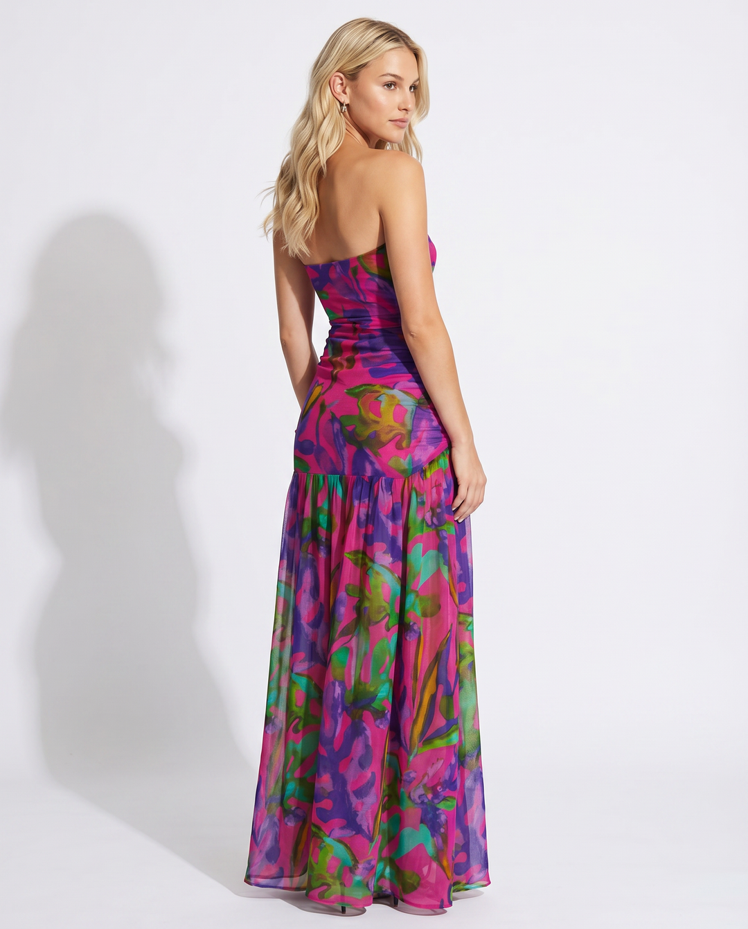 Lucille | Strapless Maxi Dress with Sheer Skirt