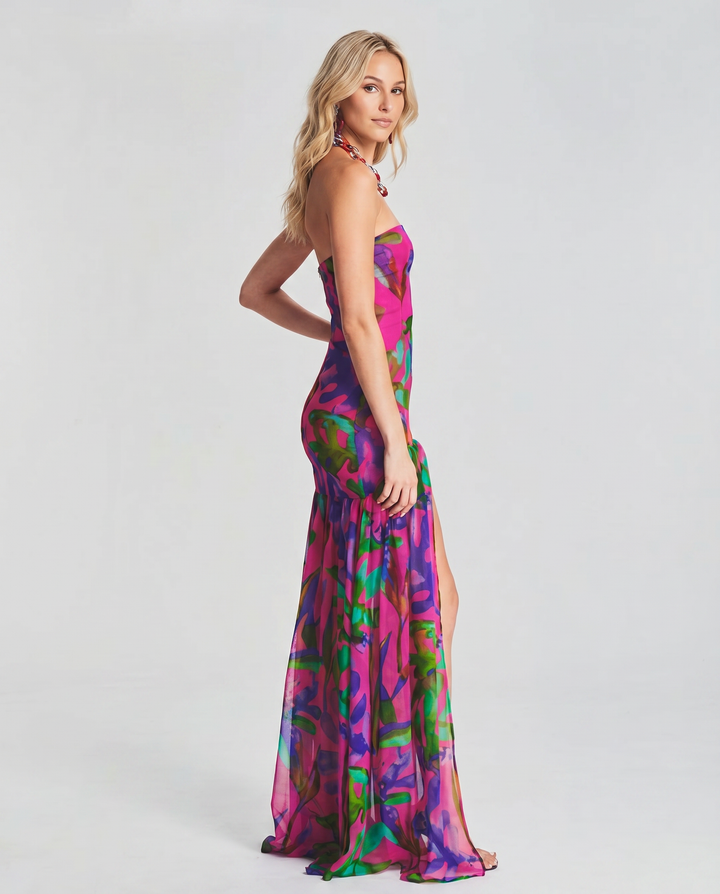 Lucille | Strapless Maxi Dress with Sheer Skirt