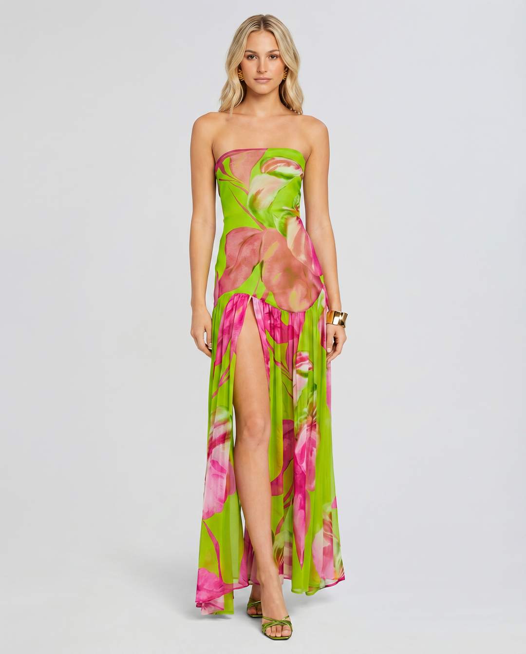 Lucille | Strapless Maxi Dress with Sheer Skirt