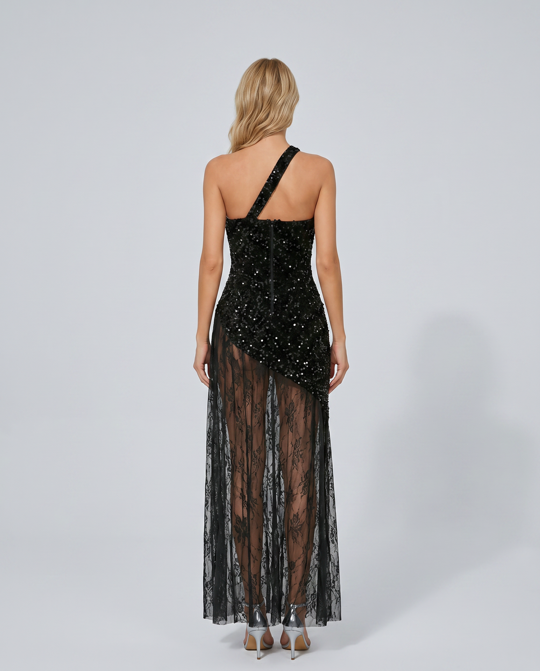 Beverly | Maxi Dress with One Shoulder and Lace Overlay