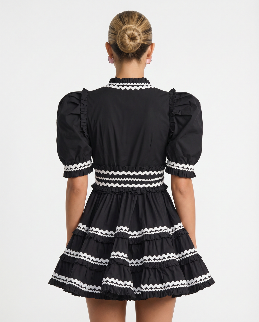 Nellie | Mini Dress with Puff Sleeves and Ruffle Trim