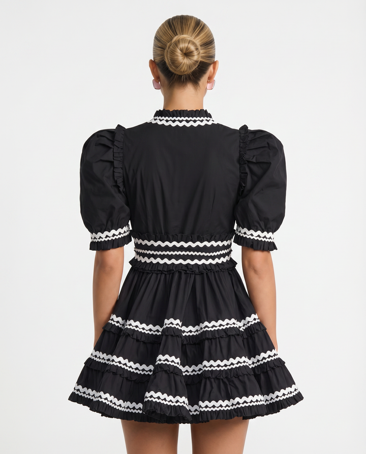 Nellie | Mini Dress with Puff Sleeves and Ruffle Trim