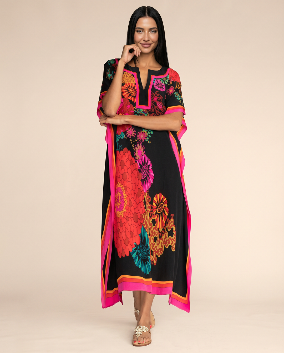 Baylor | Maxi Kaftan Dress with V-Neck and Side Slits