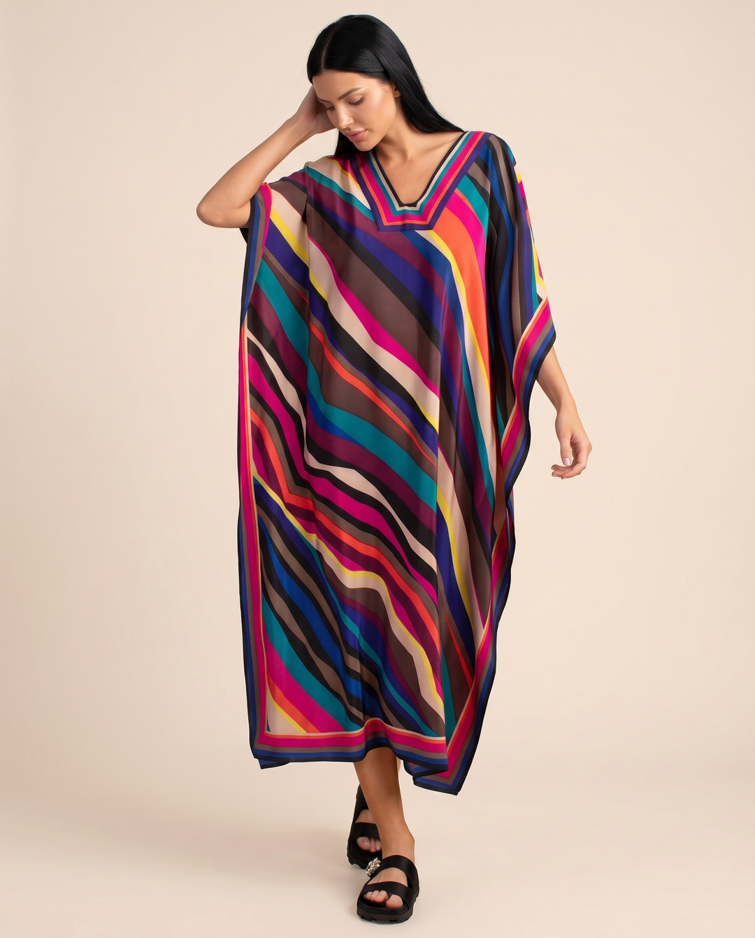 Baylor | Maxi Kaftan Dress with V-Neck and Side Slits