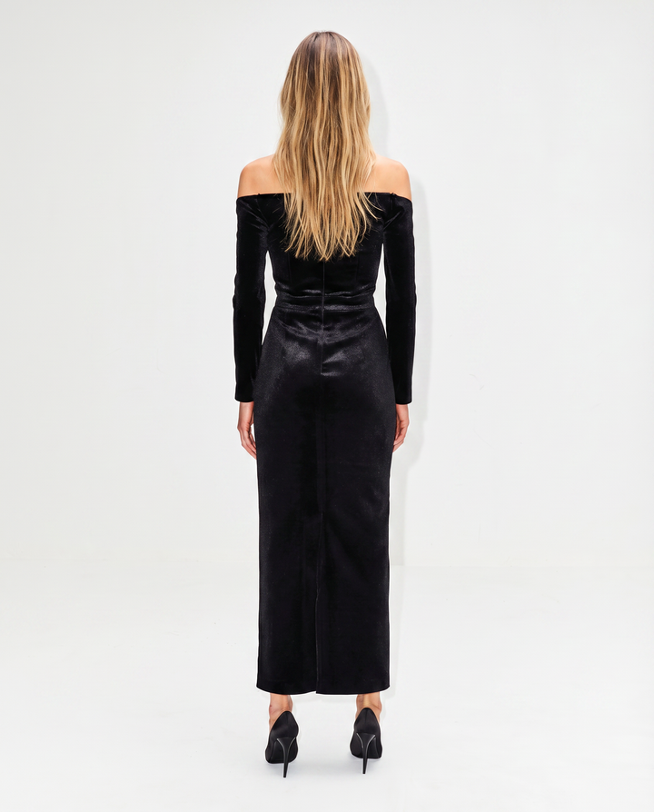 Campbell | Maxi Dress with Off-Shoulder Lace Neckline