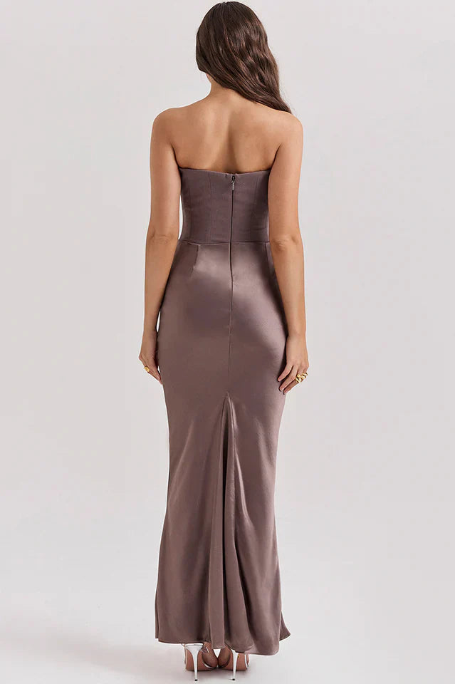 Kris | Maxi Dress with Strapless Bustier and Draped Skirt