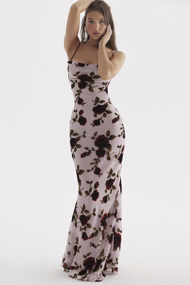 Landry | Maxi Dress with Open Back and Draped Neckline