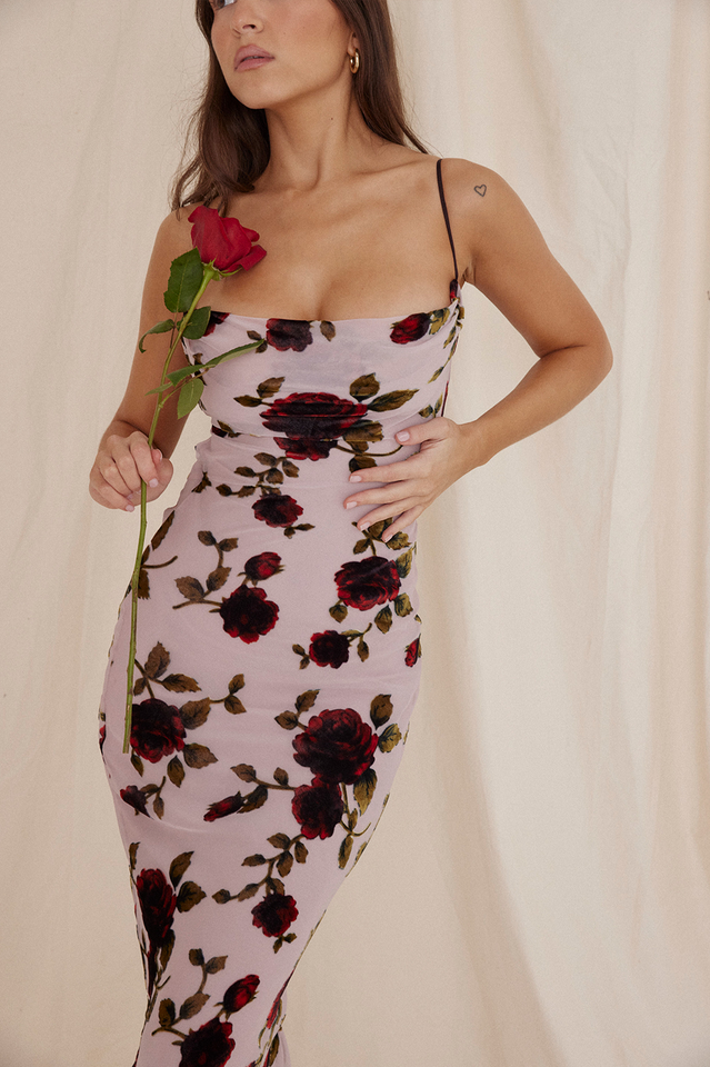 Landry | Maxi Dress with Open Back and Draped Neckline
