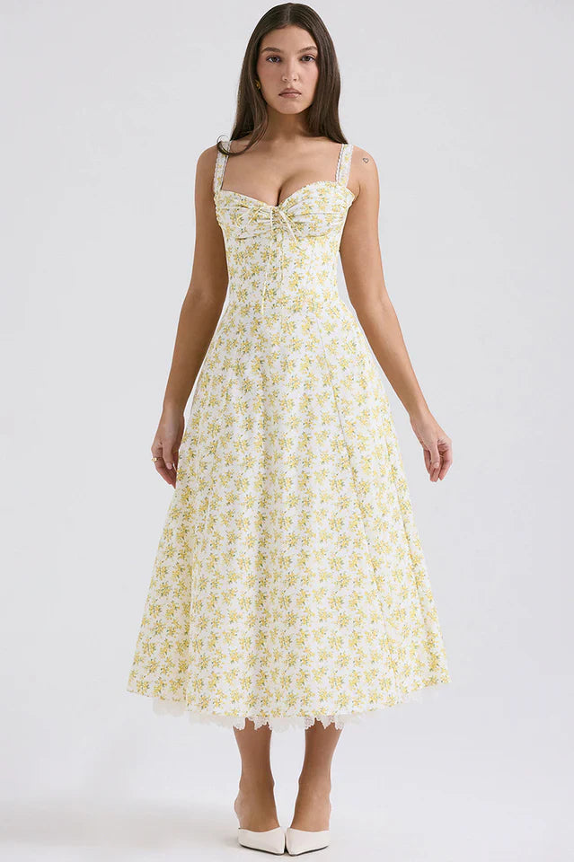 Ann | Midi Sundress with Floral Print