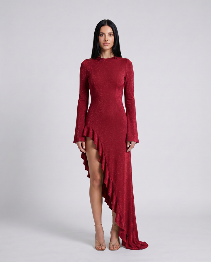 Holly | Asymmetrical Maxi Dress with Ruffle Hem