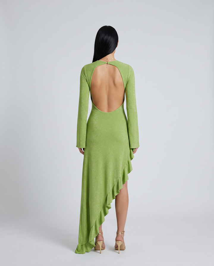Holly | Asymmetrical Maxi Dress with Ruffle Hem