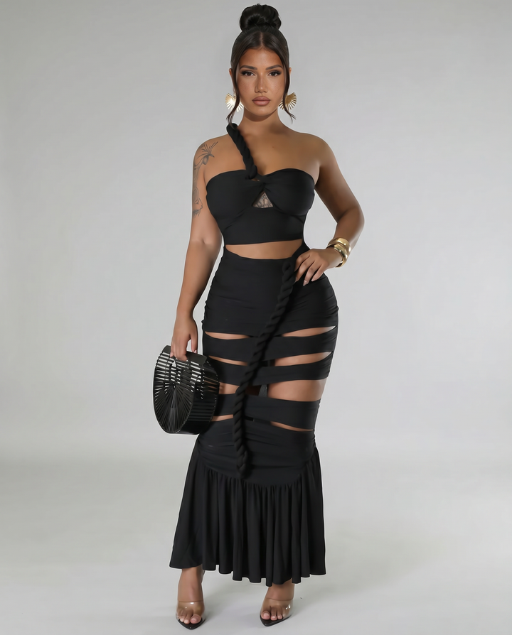 Silvia | Strapless Maxi Dress with Cut-Out Details