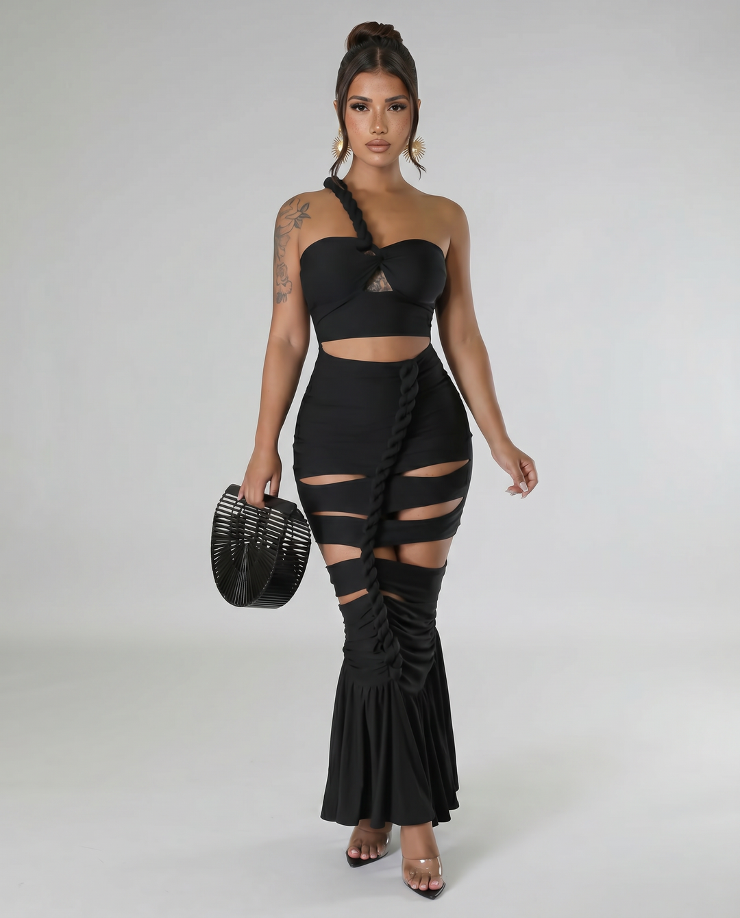 Silvia | Strapless Maxi Dress with Cut-Out Details