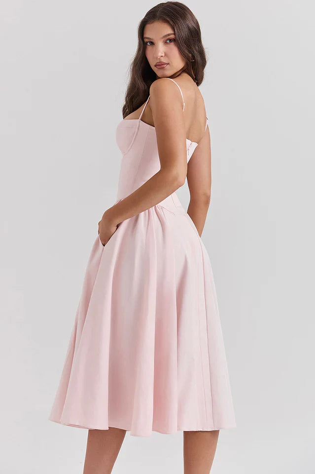 Thelma | Midi Sundress with Corset Bodice