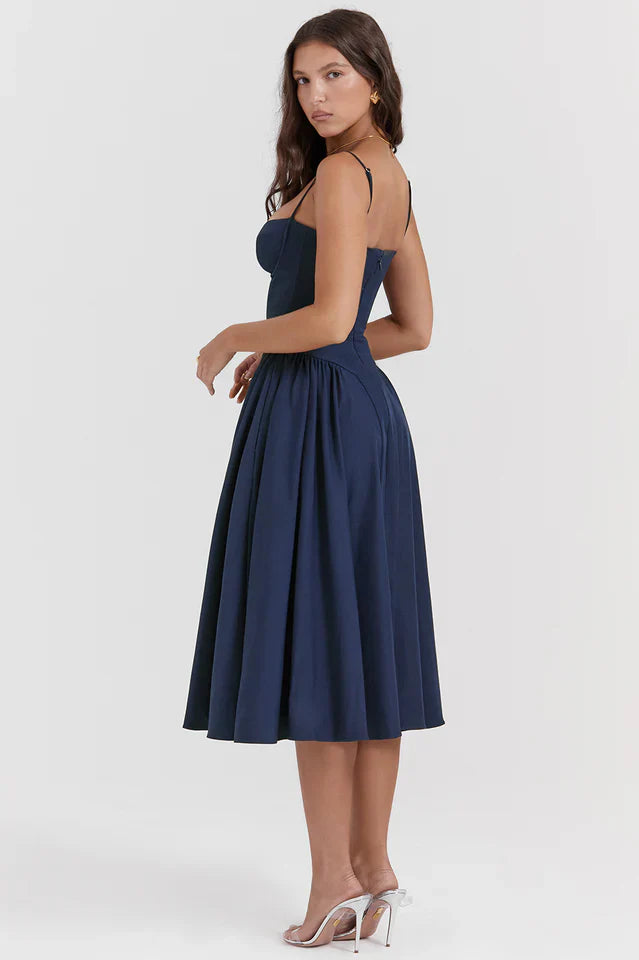 Thelma | Midi Sundress with Corset Bodice