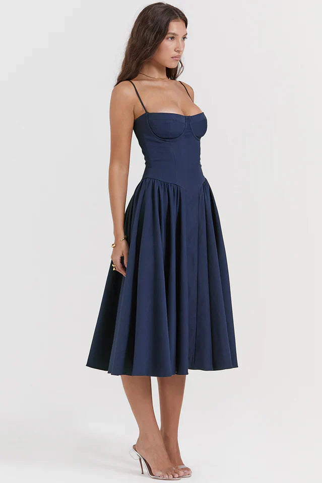 Thelma | Midi Sundress with Corset Bodice