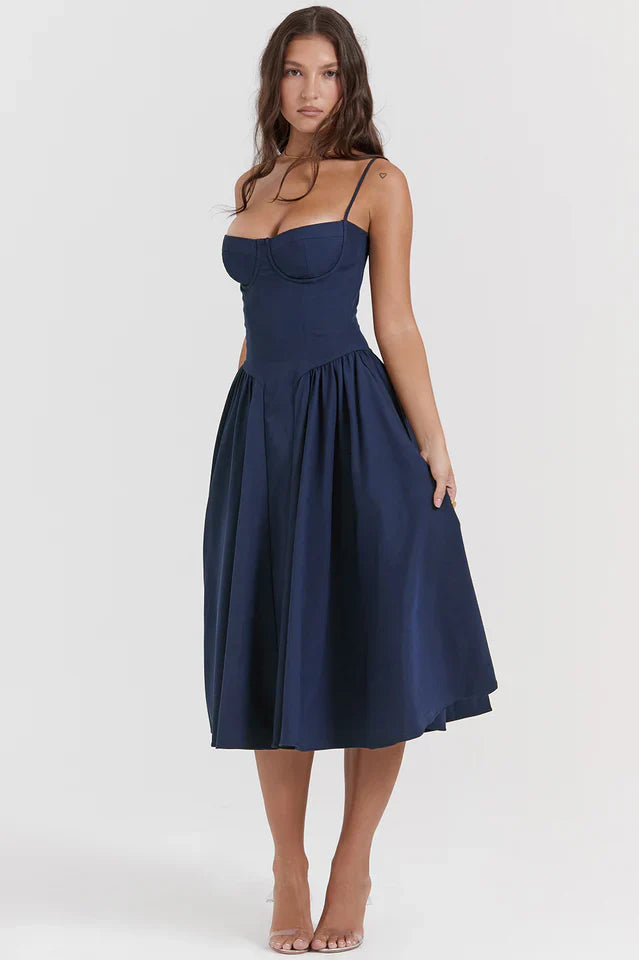 Thelma | Midi Sundress with Corset Bodice