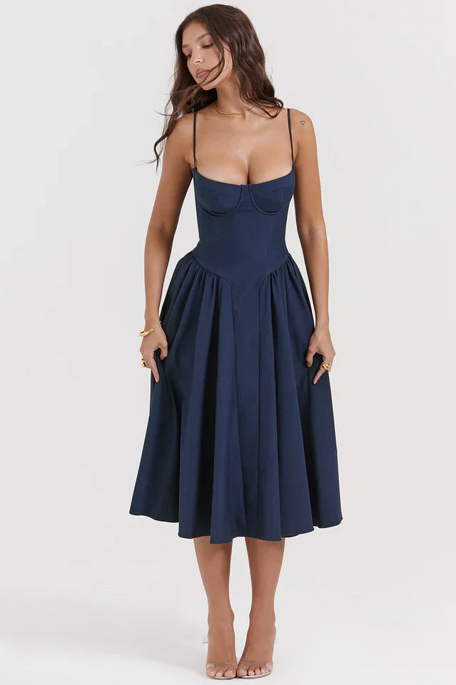 Thelma | Midi Sundress with Corset Bodice