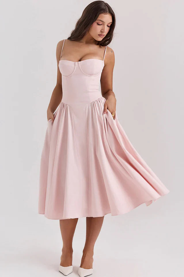 Thelma | Midi Sundress with Corset Bodice