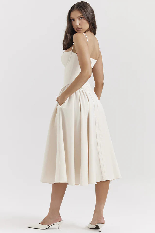 Thelma | Midi Sundress with Corset Bodice