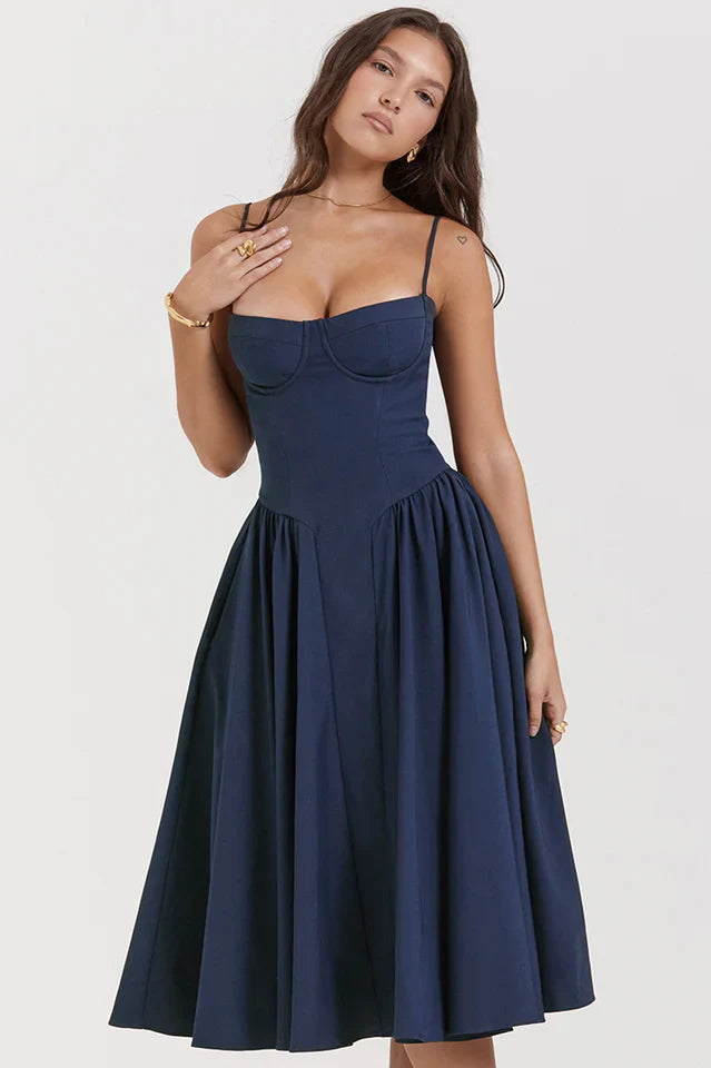 Thelma | Midi Sundress with Corset Bodice